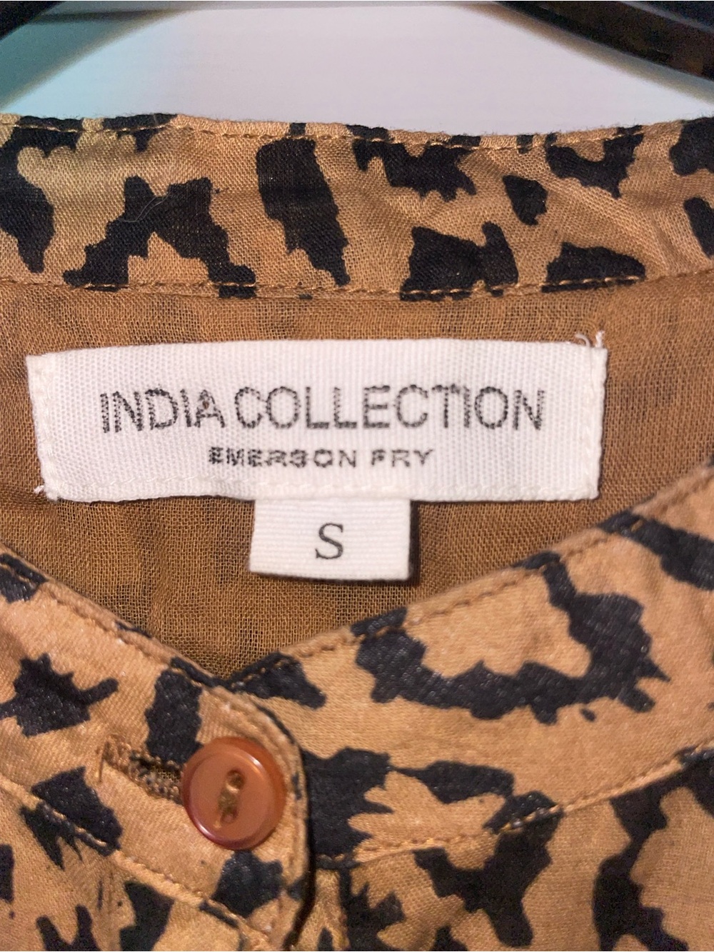 Emerson Fry India Collection Lucy Dress Vintage Leopard Organic Cotton Sz Small - Picture 10 of 13